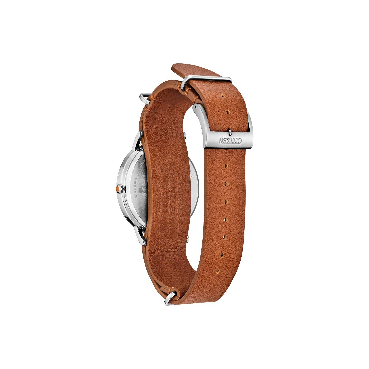 Star Wars Mens Ahsoka Tano Eco-Drive Watch 40.5mm Silver-Tone Stainless Steel Case Brown Leather Strap with Blue Dial