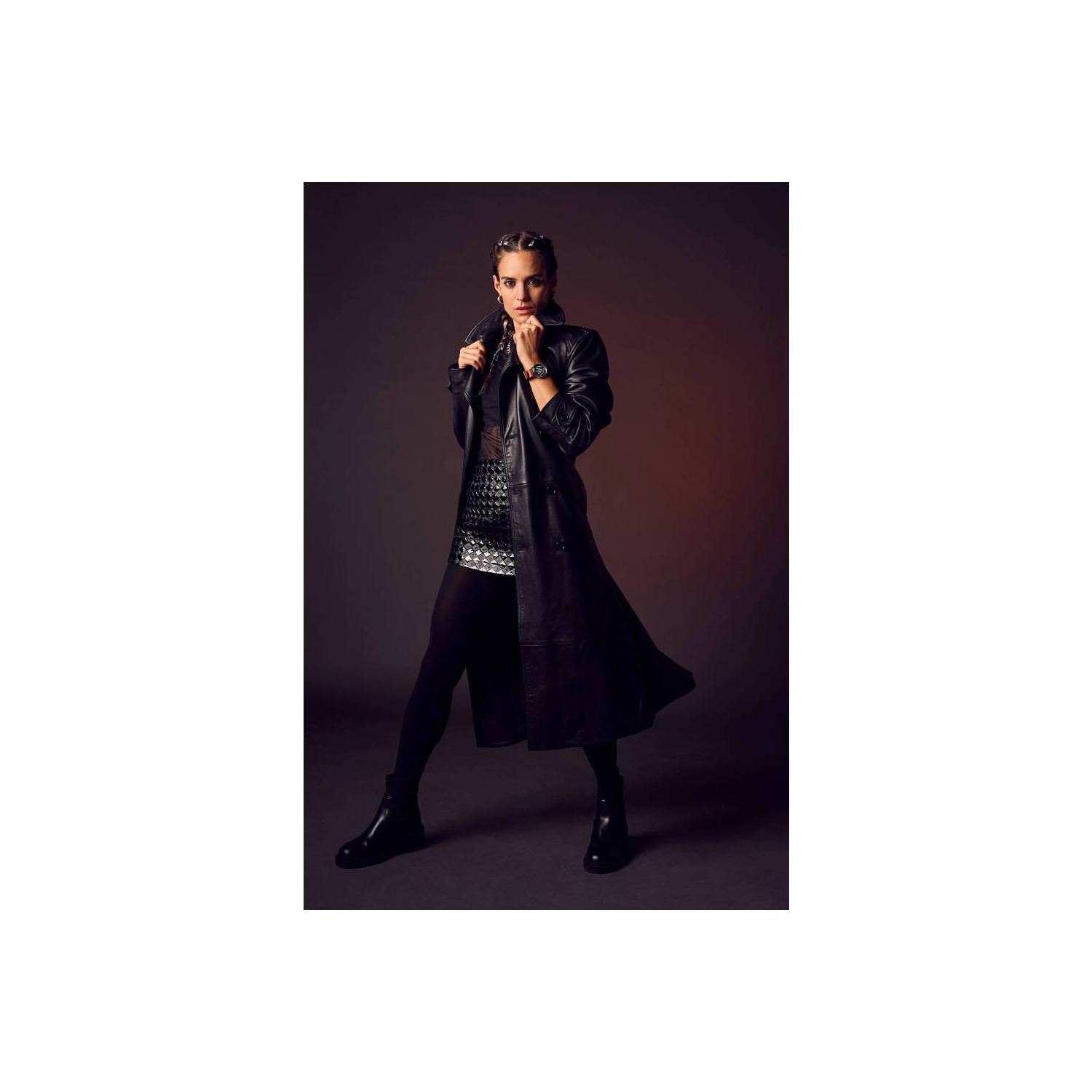 Star Wars Mens Ahsoka Tano Eco-Drive Watch 40.5mm Silver-Tone Stainless Steel Case Brown Leather Strap with Blue Dial