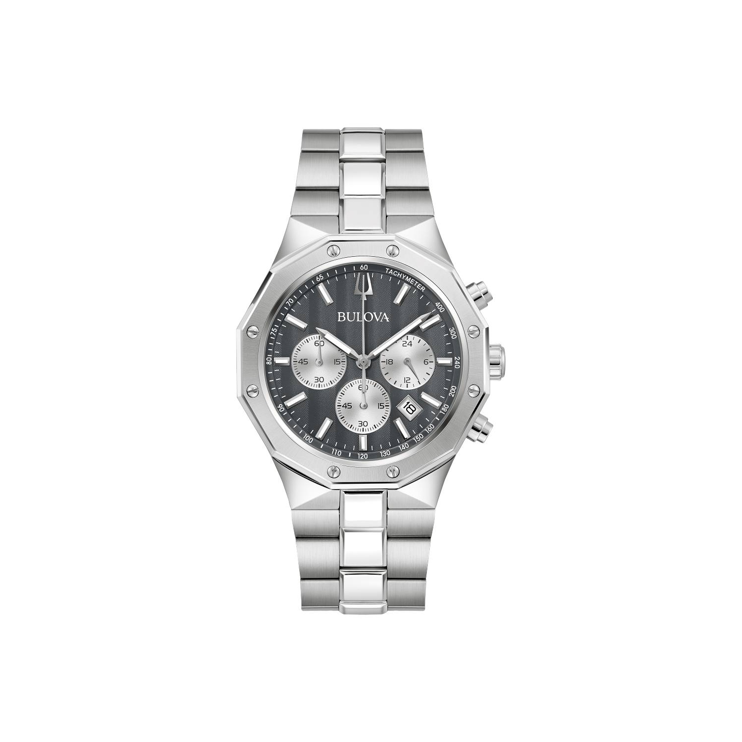Bulova Mens Prestige Quartz Watch 40mm Silver-Tone Stainless Steel Case and Bracelet with Grey Dial