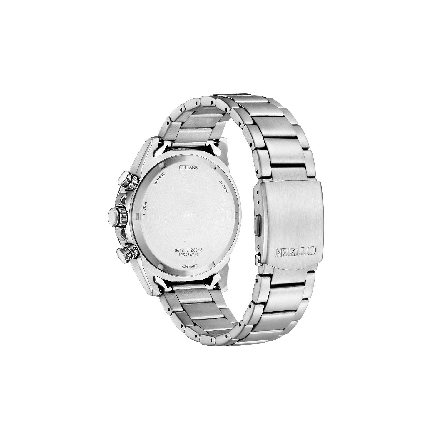 Montre pour hommes Eco-Drive 44&nbsp;mm de Citizen avec boîtier et bracelet en acier inoxydable argenté et cadran bleu