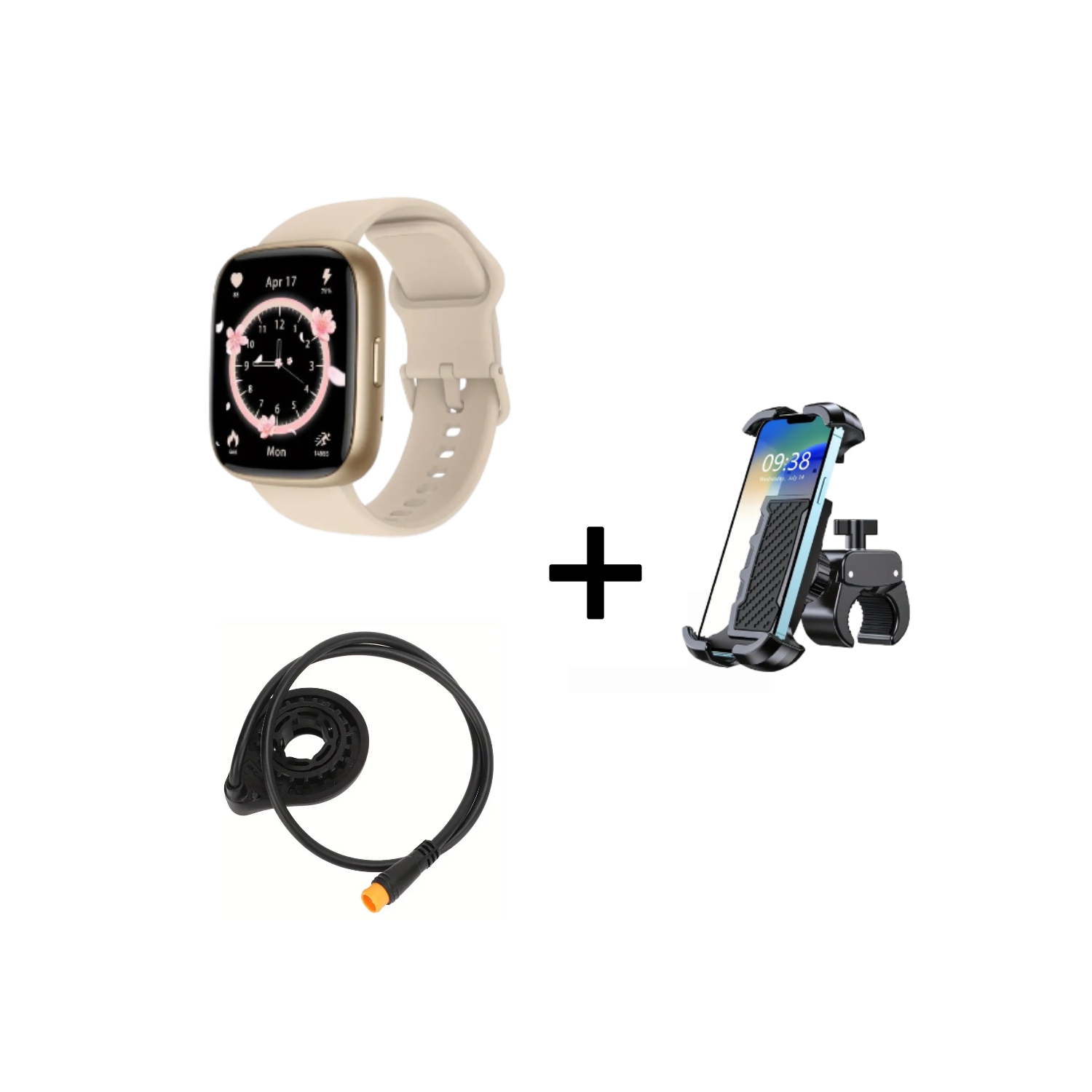 2025 Montre intelligente de 1,83&nbsp;po avec modes sport et rappel d'appel + support de téléphone pour vélo et capteur d'assistance au pédalage pour