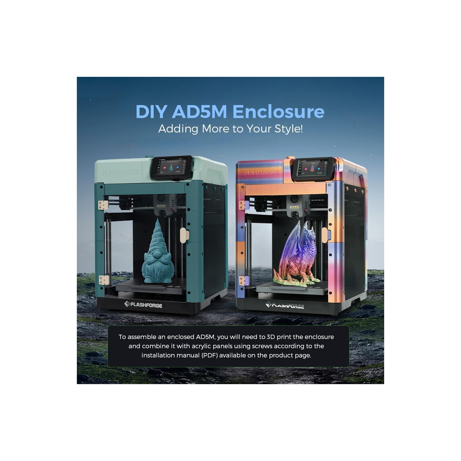 Imprimante 3D Adventurer 5&nbsp;M de Flashforge avec écran et port 600&nbsp;mm/s haute vitesse