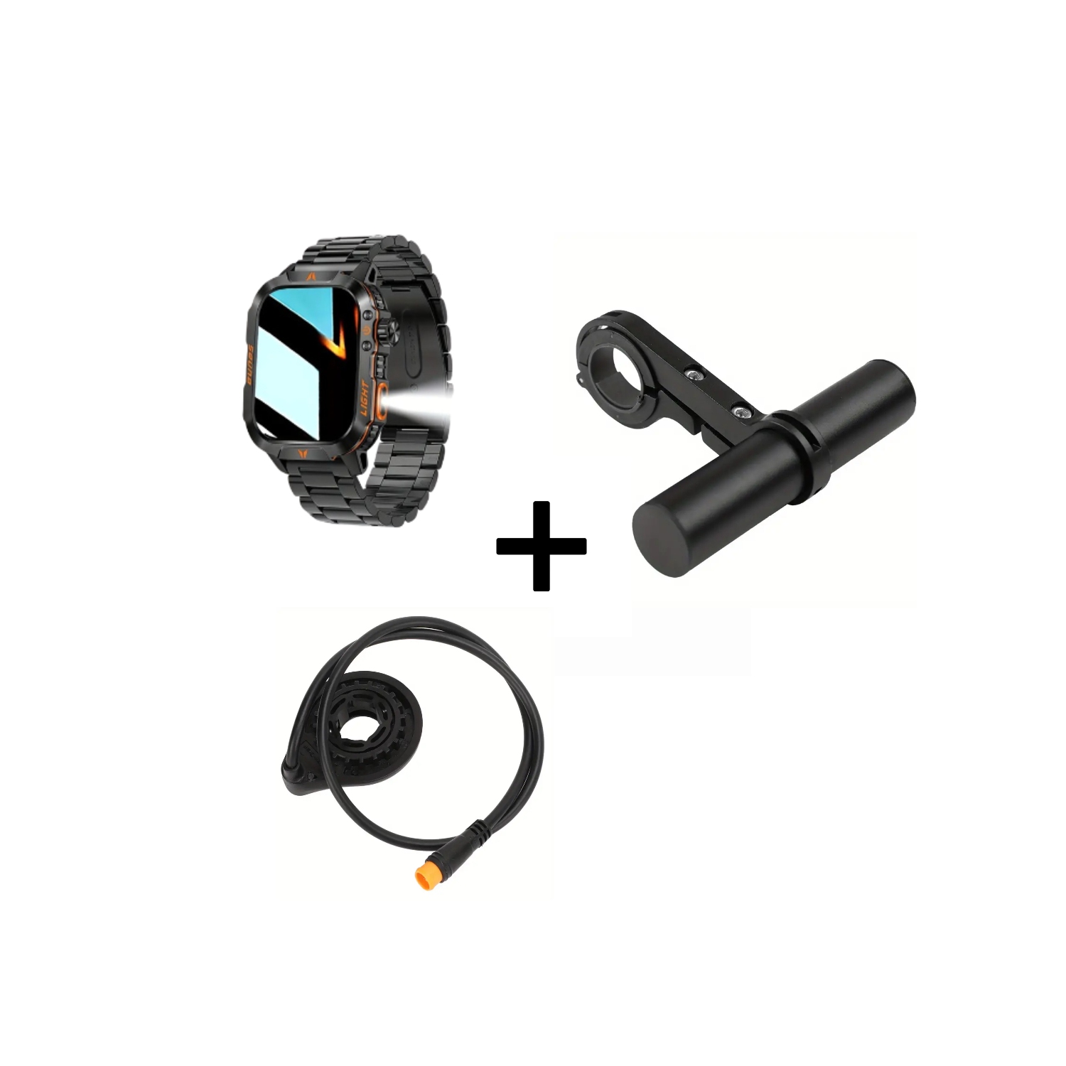Montre intelligente avec fonction d'appel, plus de 100 modes de sport + support de téléphone pour lampe de vélo et capteur de pédale de vélo
