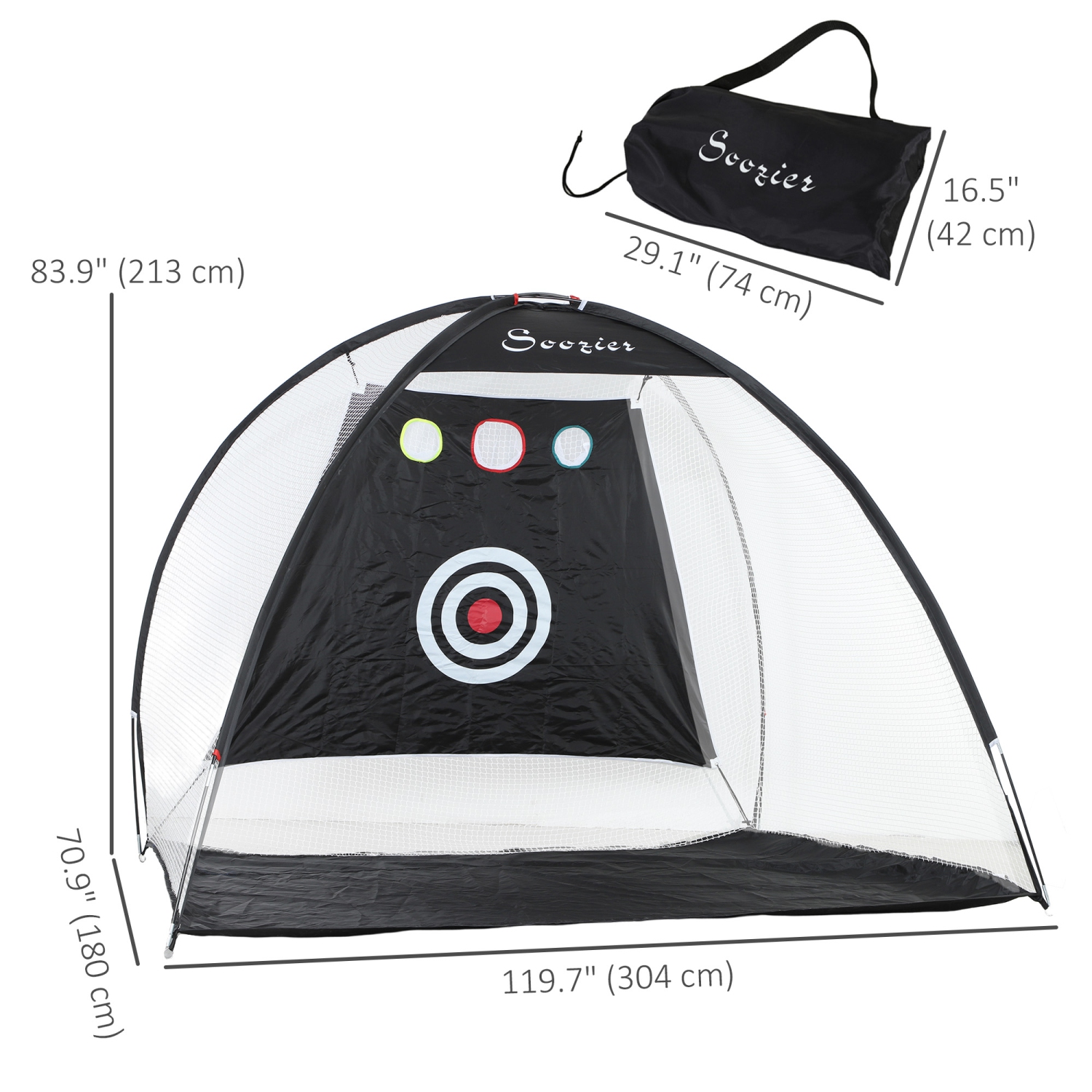 10 filet de golf 6&nbsp;pi de Soozier pour la conduite dans la cour, filet d'entraînement d'élan/d'écaillage de golf à cibles multiples, aide