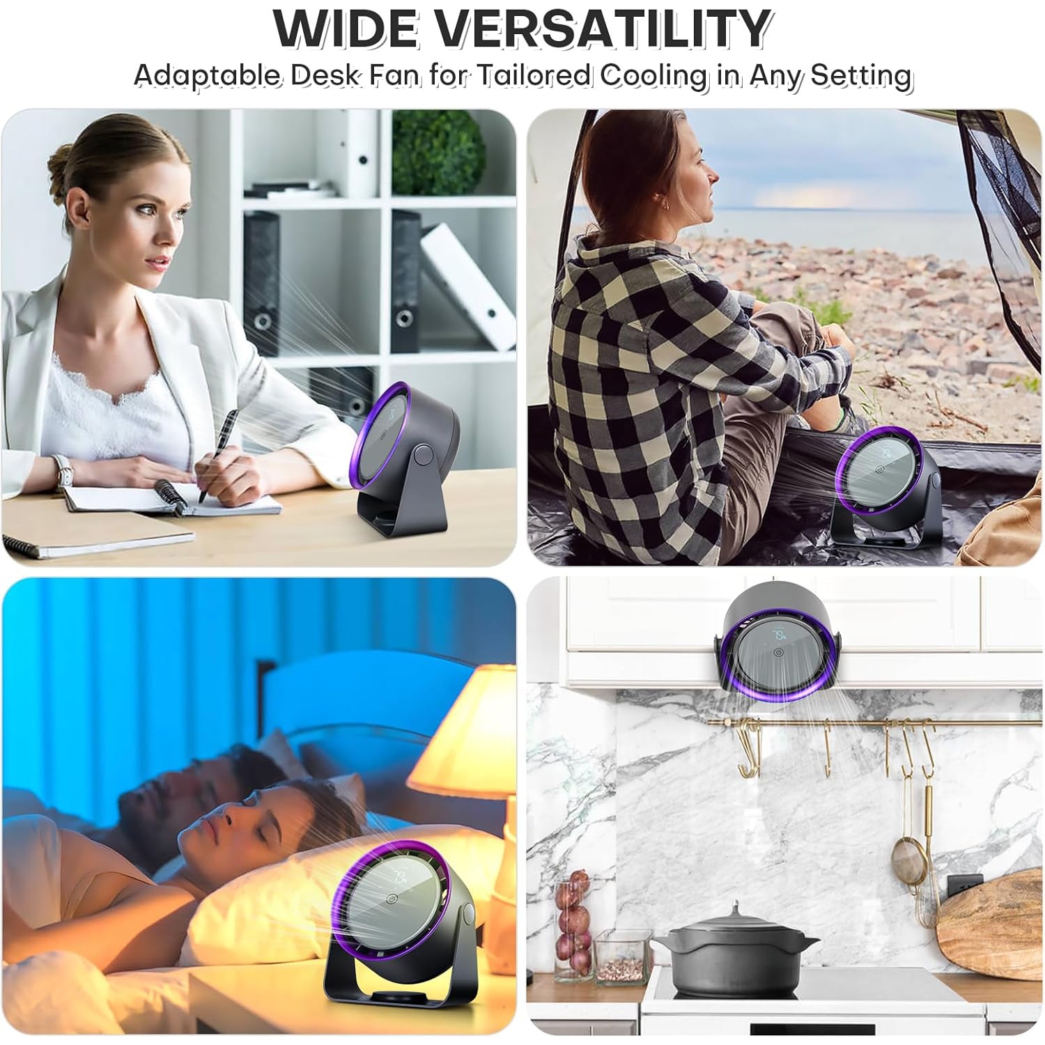 Rechargeable Desk Fan,5-Speed Strong Airflow Table Fan,Portable USB Powered Fan for Office Bedroom Kitchen Travel Camping