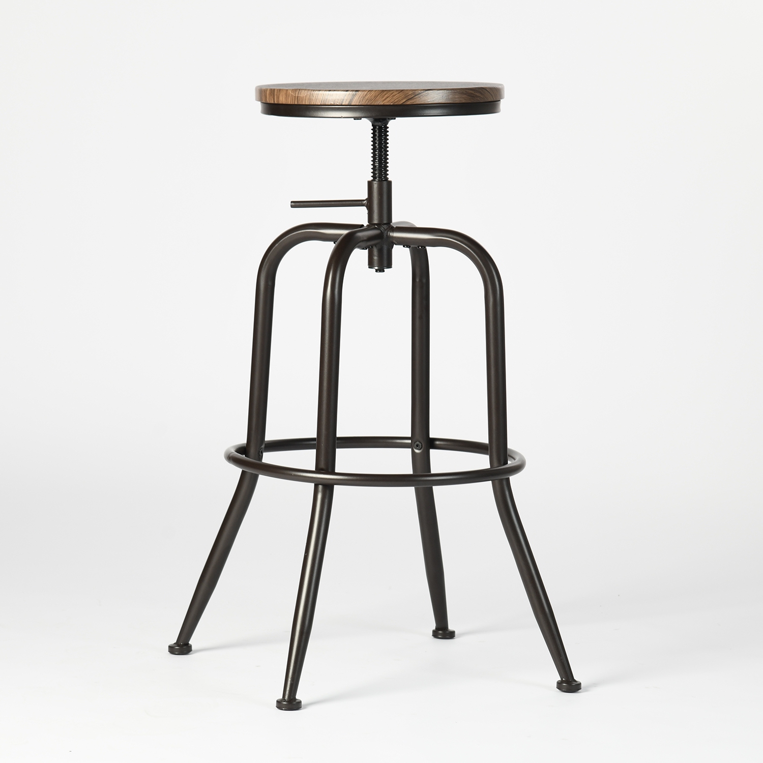 Homy Casa Set of 2 Adjustable Industrial Kitchen & Dining Room High Chairs with Wood Seat