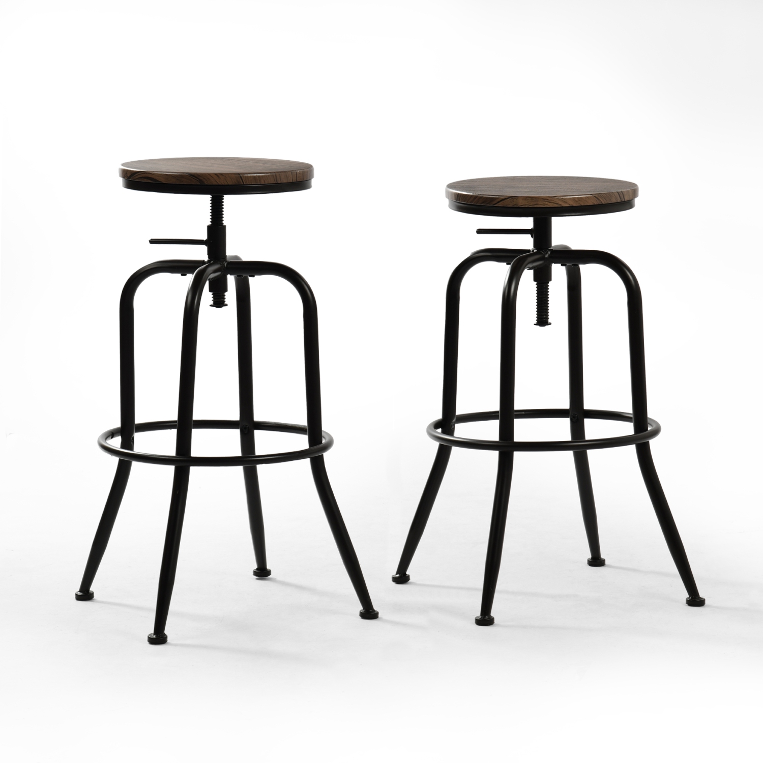Homy Casa Set of 2 Adjustable Industrial Kitchen & Dining Room High Chairs with Wood Seat