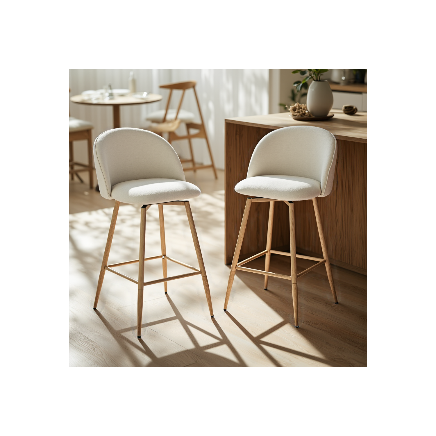 Tabourets de bar pivotants à hauteur de comptoir en tissu de 26 po Casa de Homy - Beige Ensemble de 2