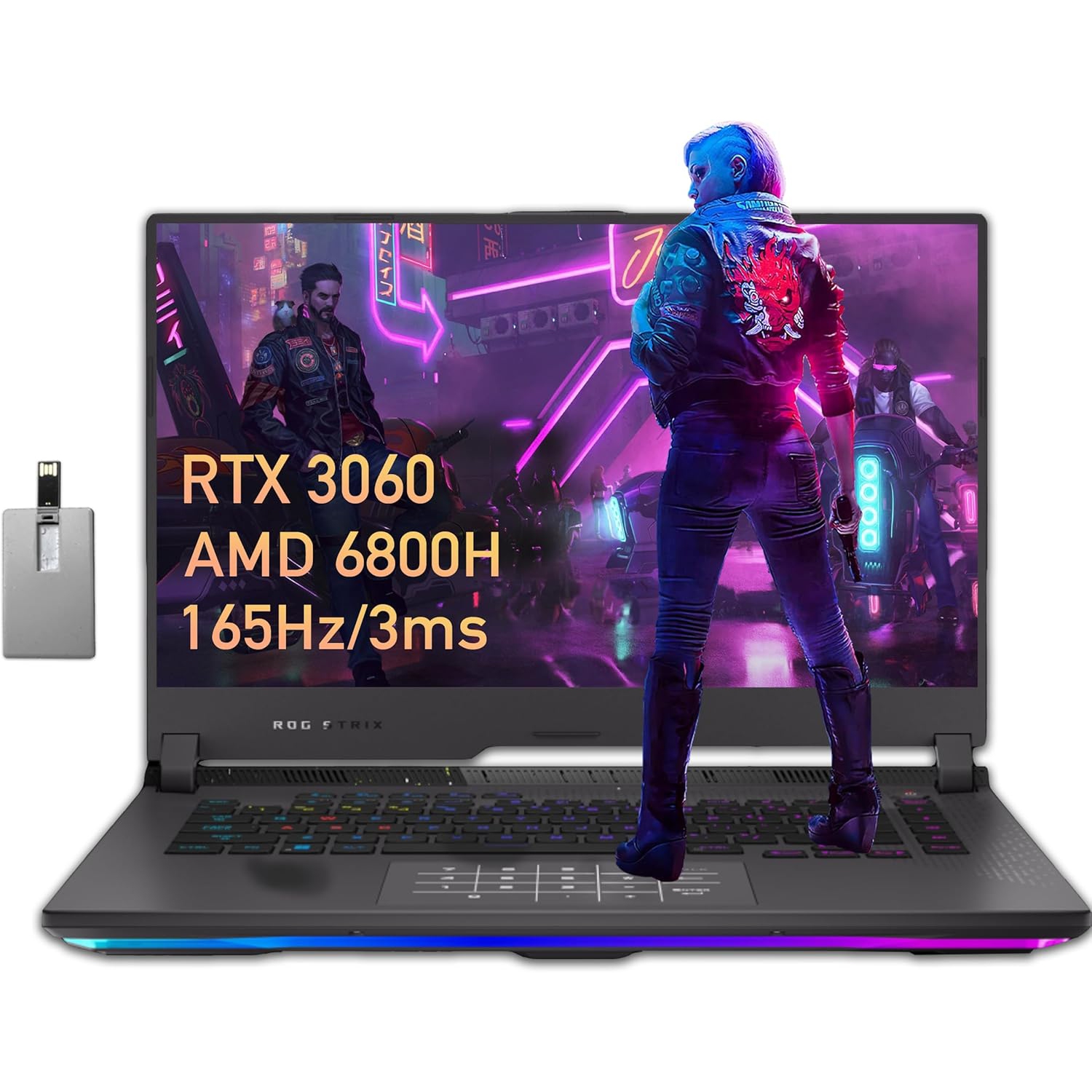 Refurbished (Excellent) - ASUS ROG Strix G15 15.6" WQHD Laptop, AMD Ryzen7 6800H, RTX 3060, 16GB DDR5, 1TB SSD, RGB KB, Thermal Grizzly Cooling, Gray, Win 11 Pro, 32GB USB Card