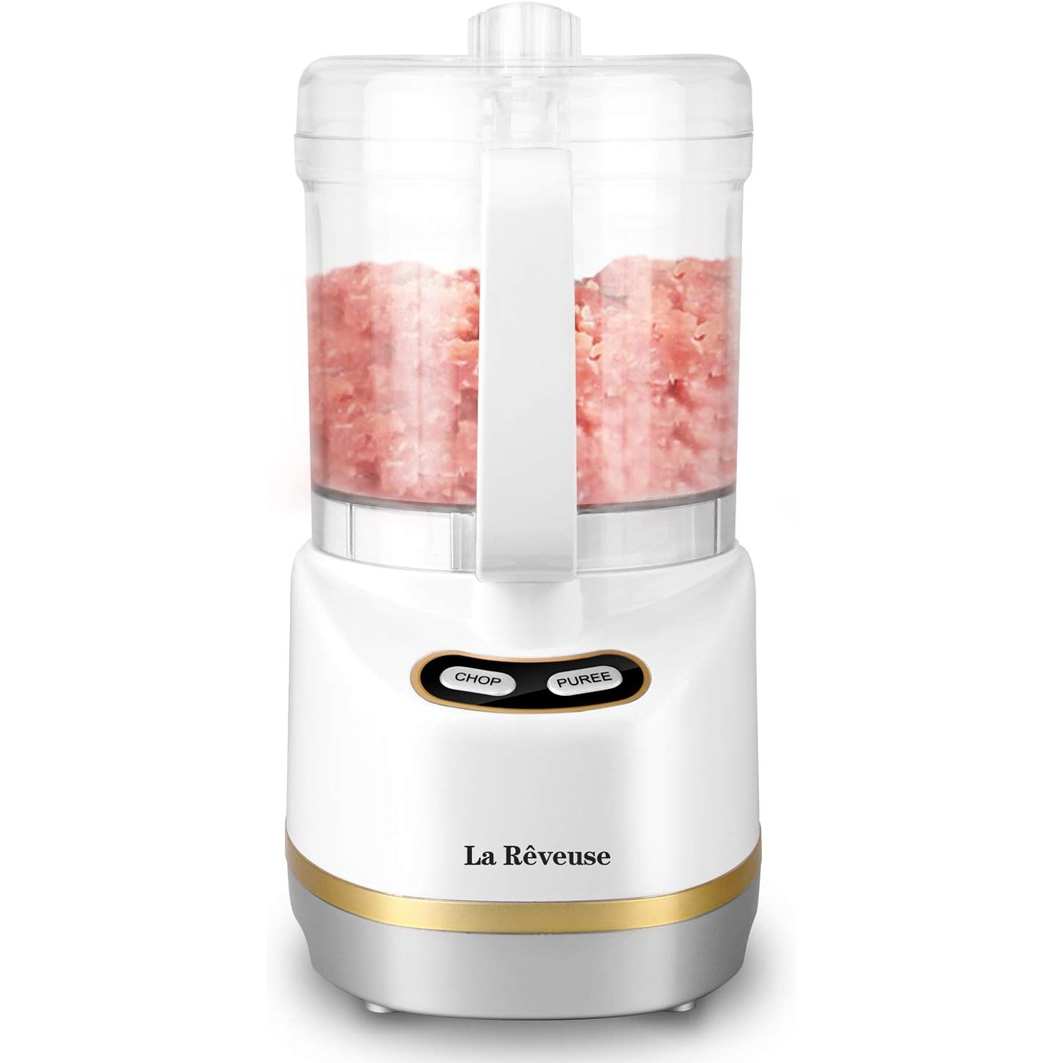 La Reveuse Mini Food Processor, 200W, 2-Cup Bowl for Chopping, Grinding & Pureeing, Metallic Grey