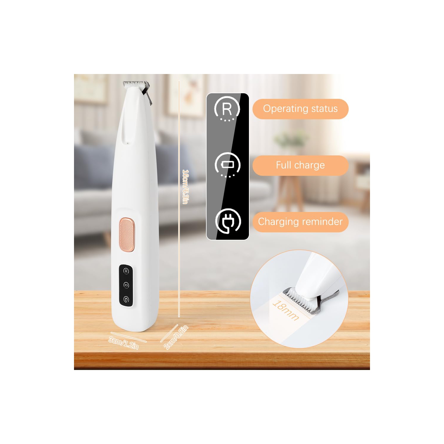 Electric Dog Paw Trimmer, Pet Paw Trimmer with LED Light, Rechargeable Low Noise Pet Hair Trimmer