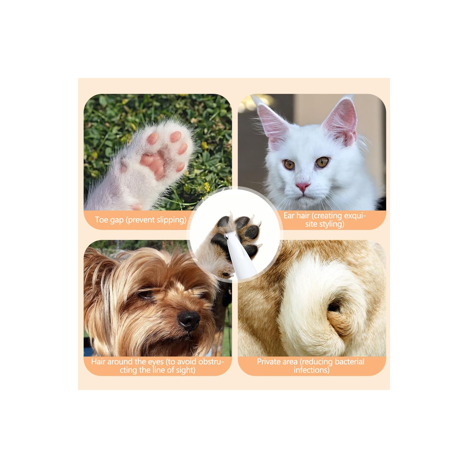 Electric Dog Paw Trimmer, Pet Paw Trimmer with LED Light, Rechargeable Low Noise Pet Hair Trimmer