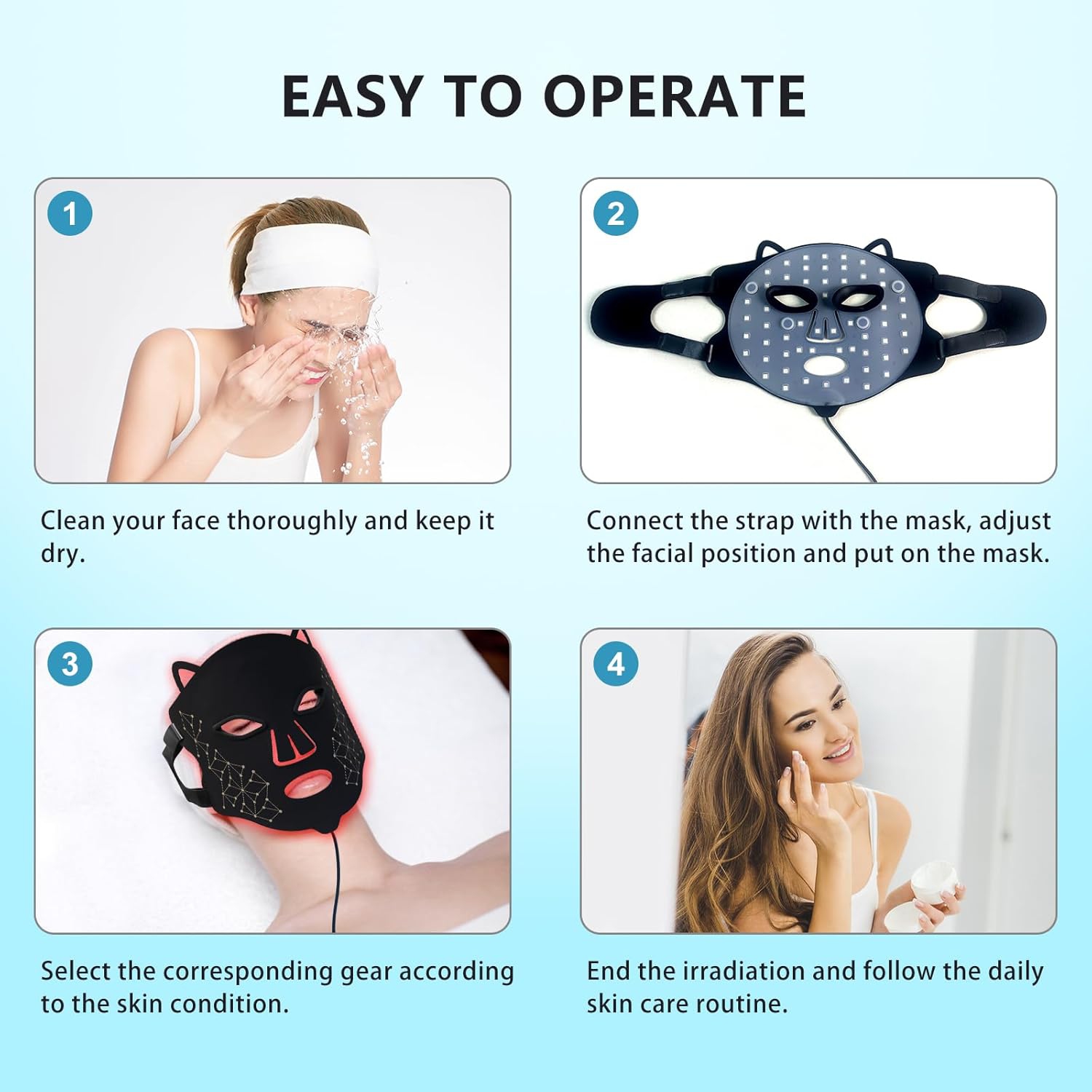 Red Light Therapy Mask for Face,Red Light Facial Skin Care Mask,LED Face Mask for Home Use,Skincare Beauty Mask,850nm Infrared Light Therapy Device