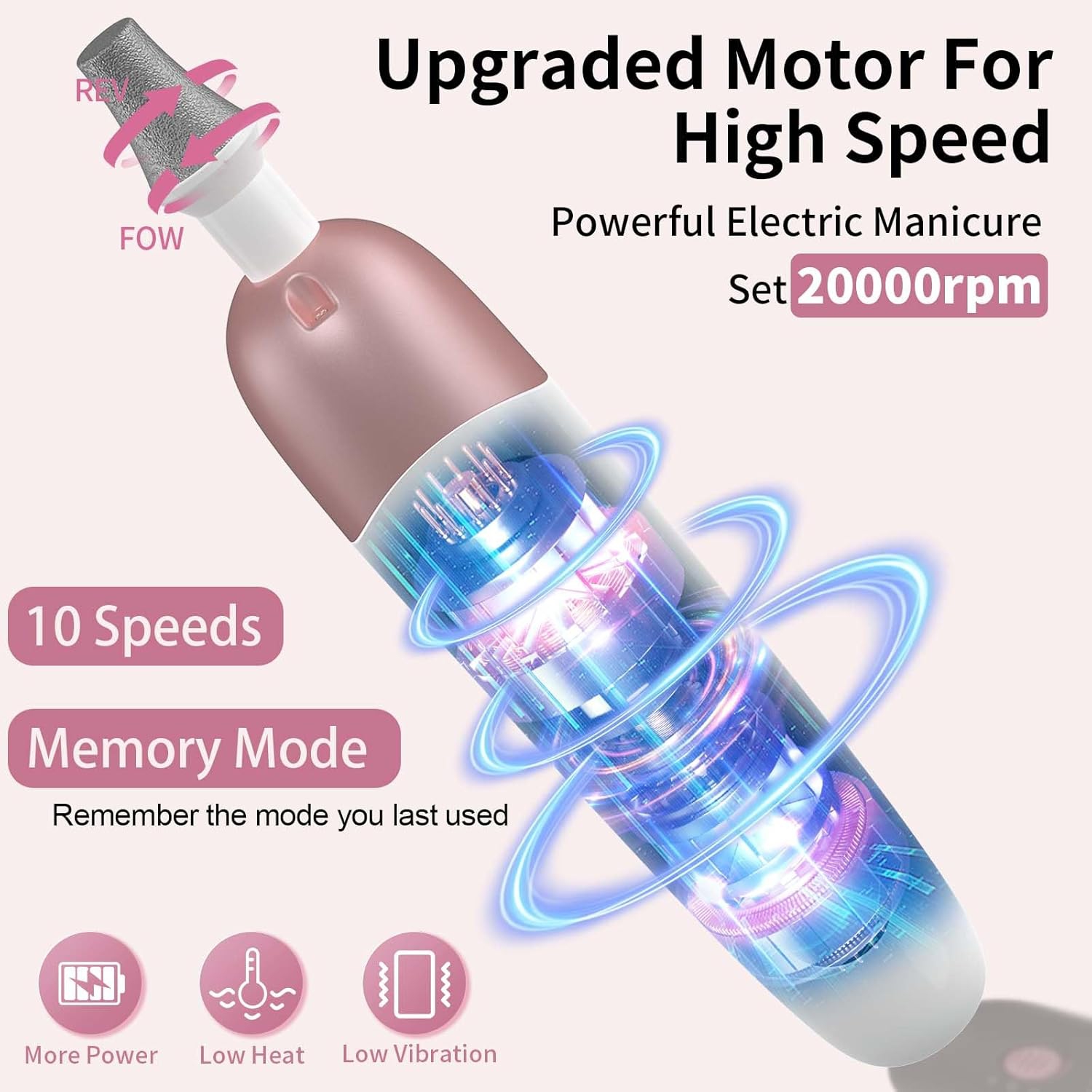 Cordless Electric Nail File Set,Home Use Manicure Pedicure Kit,Portable Nail Drill Machine,Pedicure Tools for feet,Hand Foot Care Tool for Thick Nail