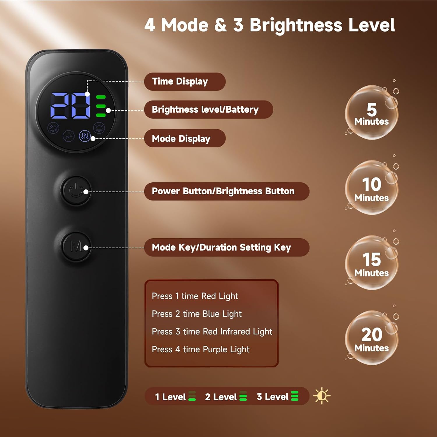 Red Light Therapy Mask for Face,4 Modes Led Face Mask Light Therapy with Timer Function,Portable Wireless Red Light Therapy Facial Mask for Home