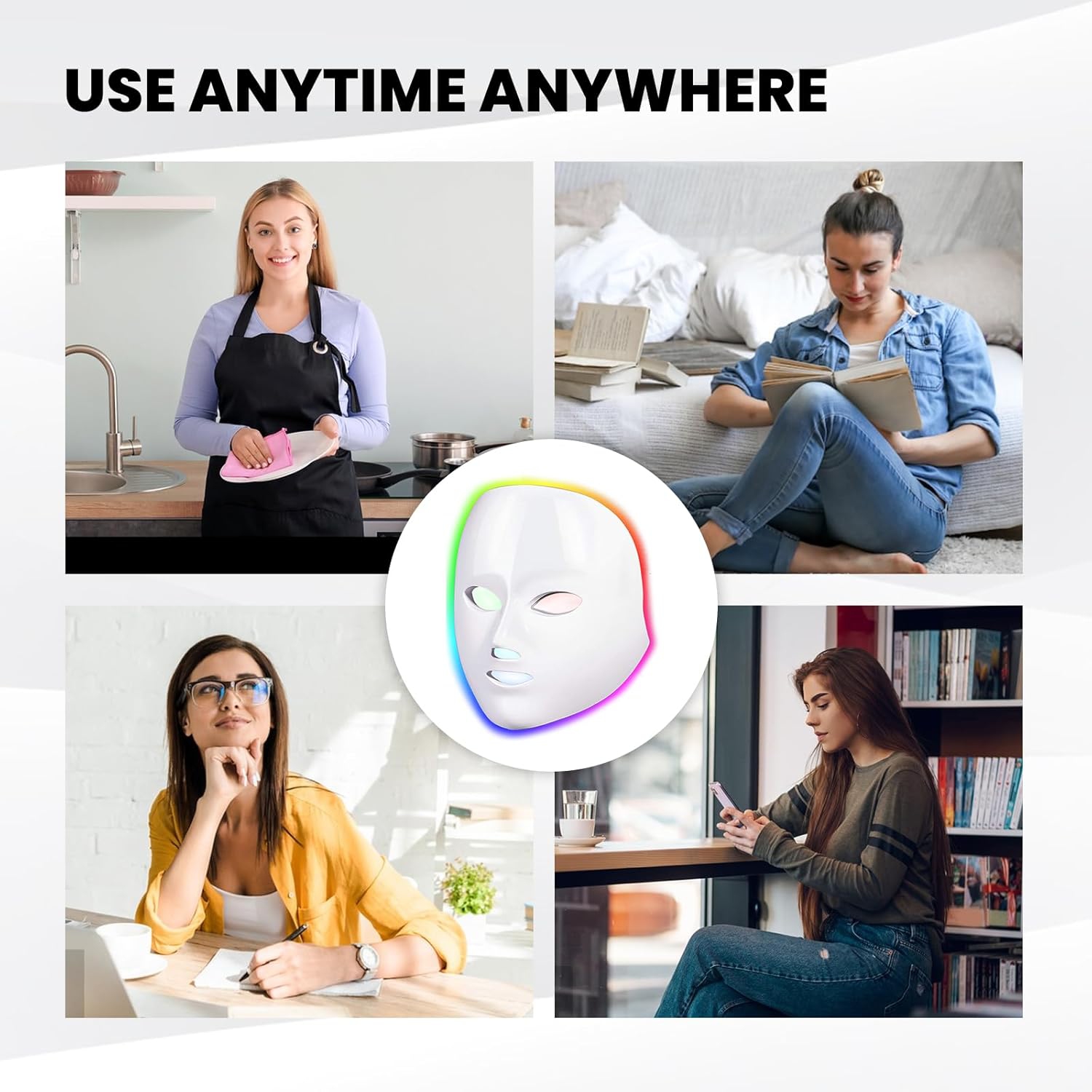 Red Light Therapy Mask for Face,7 Colors LED Facial Skin Care Mask,Led Face Mask Light Therapy for Skin Care Anti-Aging