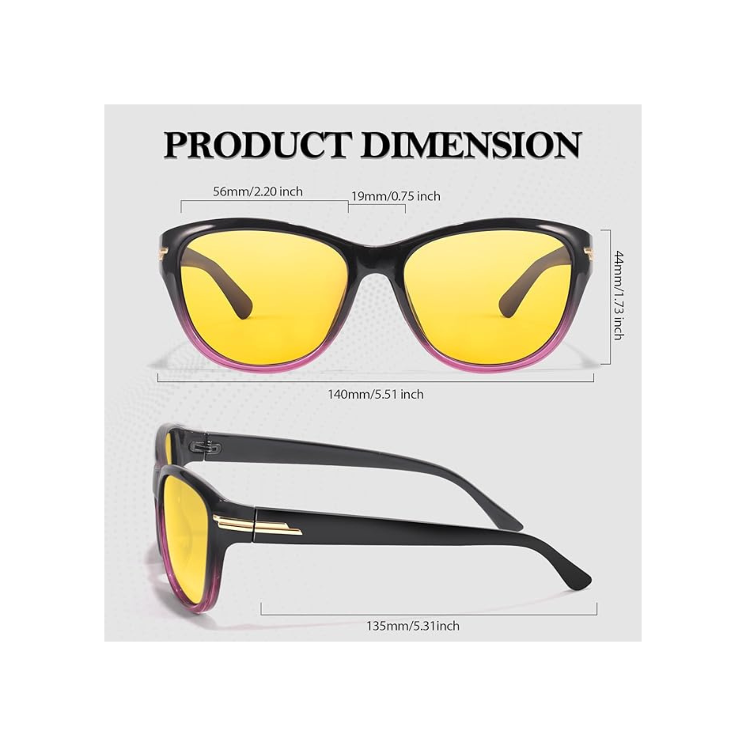 Women’s Night Vision Driving Glasses, Polarized Yellow Tint Anti Glare & Enhanced Vision Eyewear for Nighttime Driving