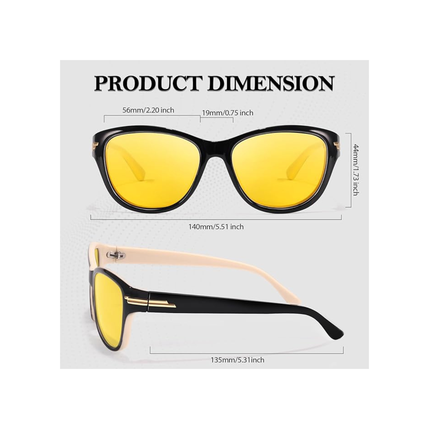 Women’s Night Vision Driving Glasses, Polarized Yellow Tint Anti Glare & Enhanced Vision Eyewear for Nighttime Driving