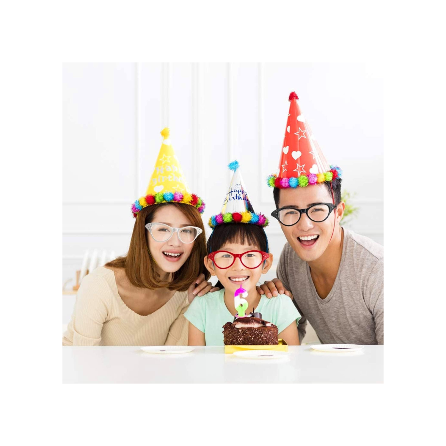 2 Pack Cat Eye Retro Costume Dress Up Hip Hop Rhinestone Glasses, Cat Eye Eyeglasses for Halloween Christmas