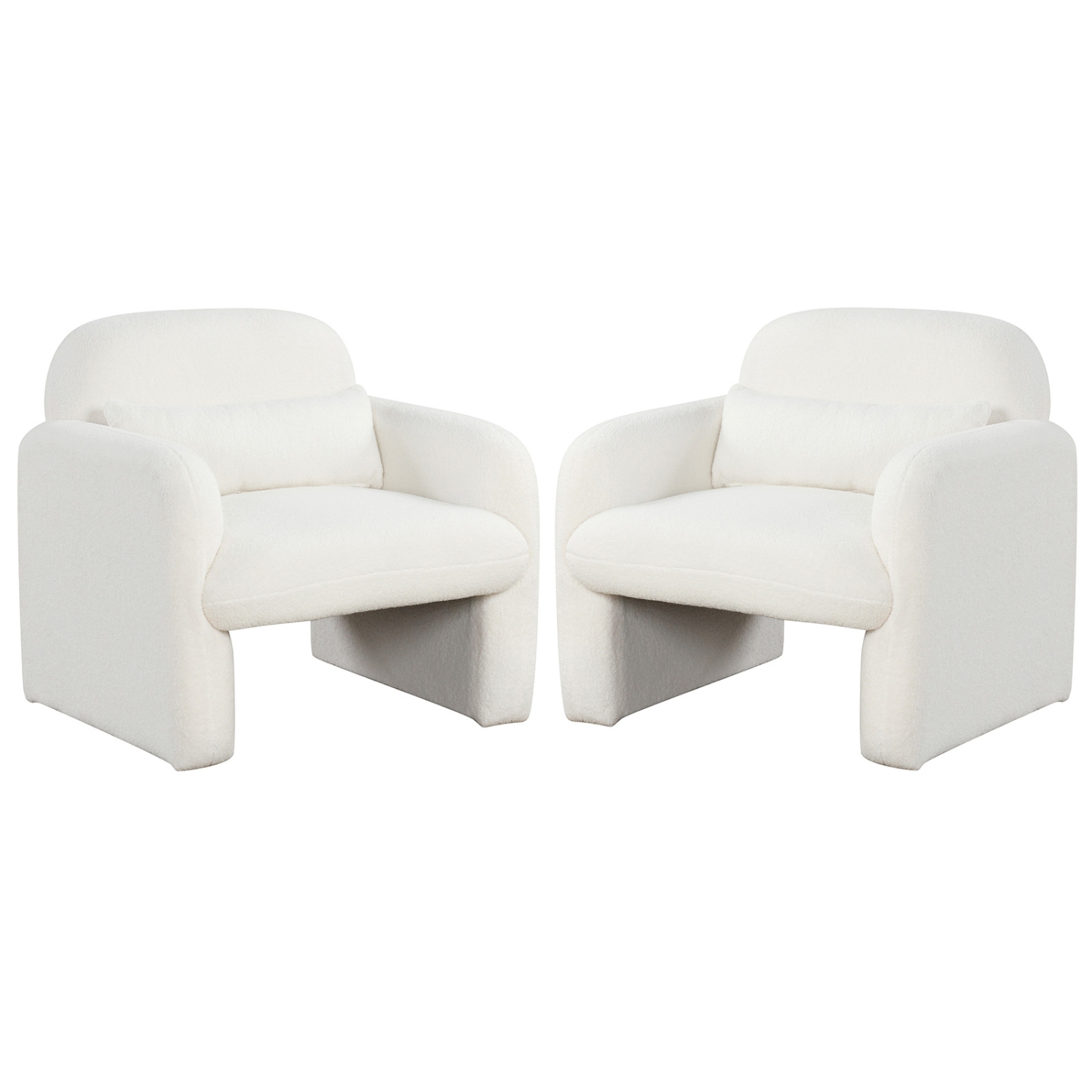 Gymax 2PCS Modern Accent Chair Sherpa Fabric Upholstered Armchair w/ Waist Pillow