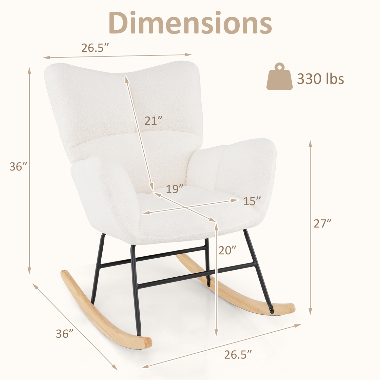 Gymax Nursery Rocking Chair w/Comfy Backrest & Armrest Solid Wood Base for Living Room