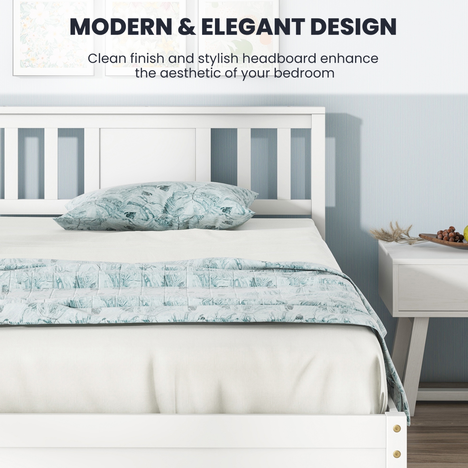 Gymax Twin / Queen / Full Size Bed Frame w/ Headboard Wood Slat Support No Box Spring Needed