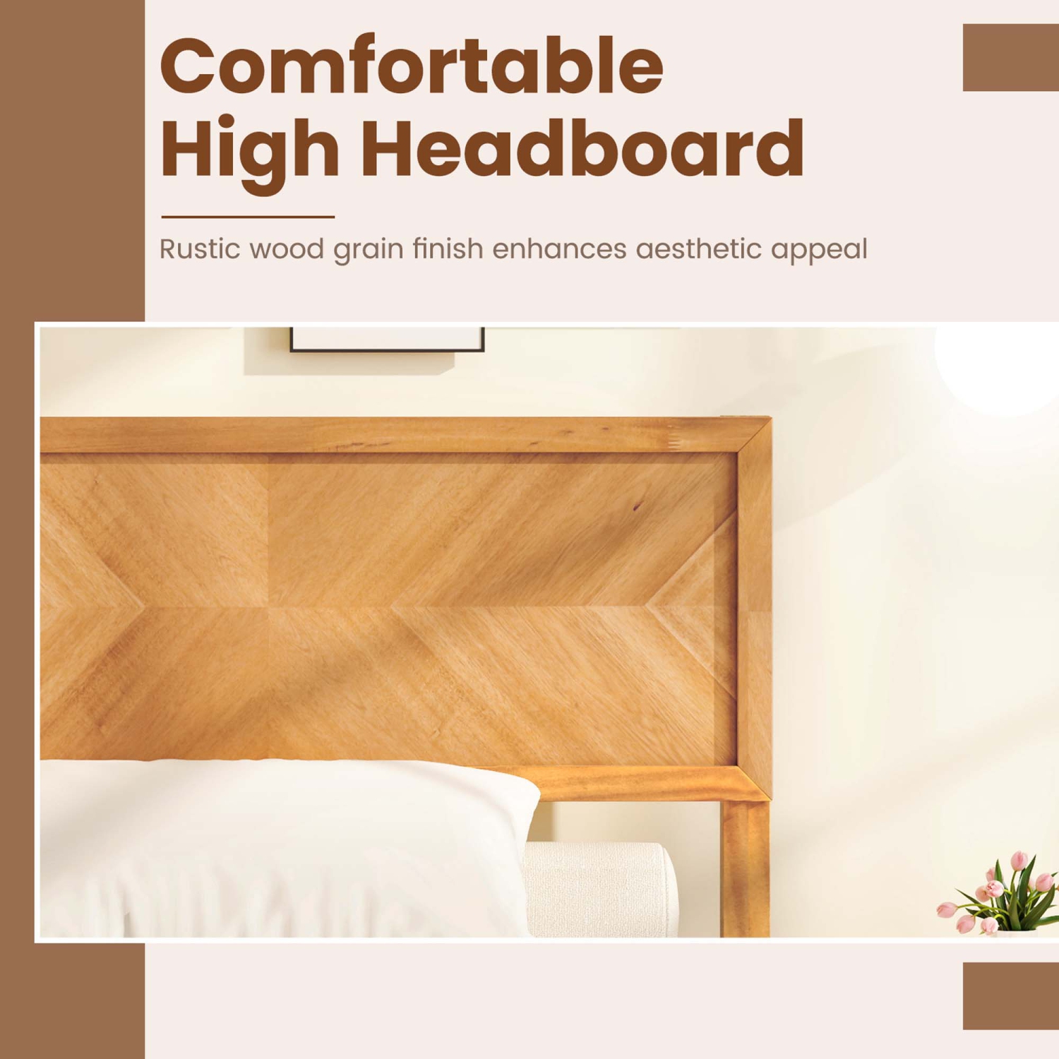 Gymax Twin/Full/Queen Size Bed Frame w/Headboard Wooden Slats Support 9'' Under-bed Storage Space