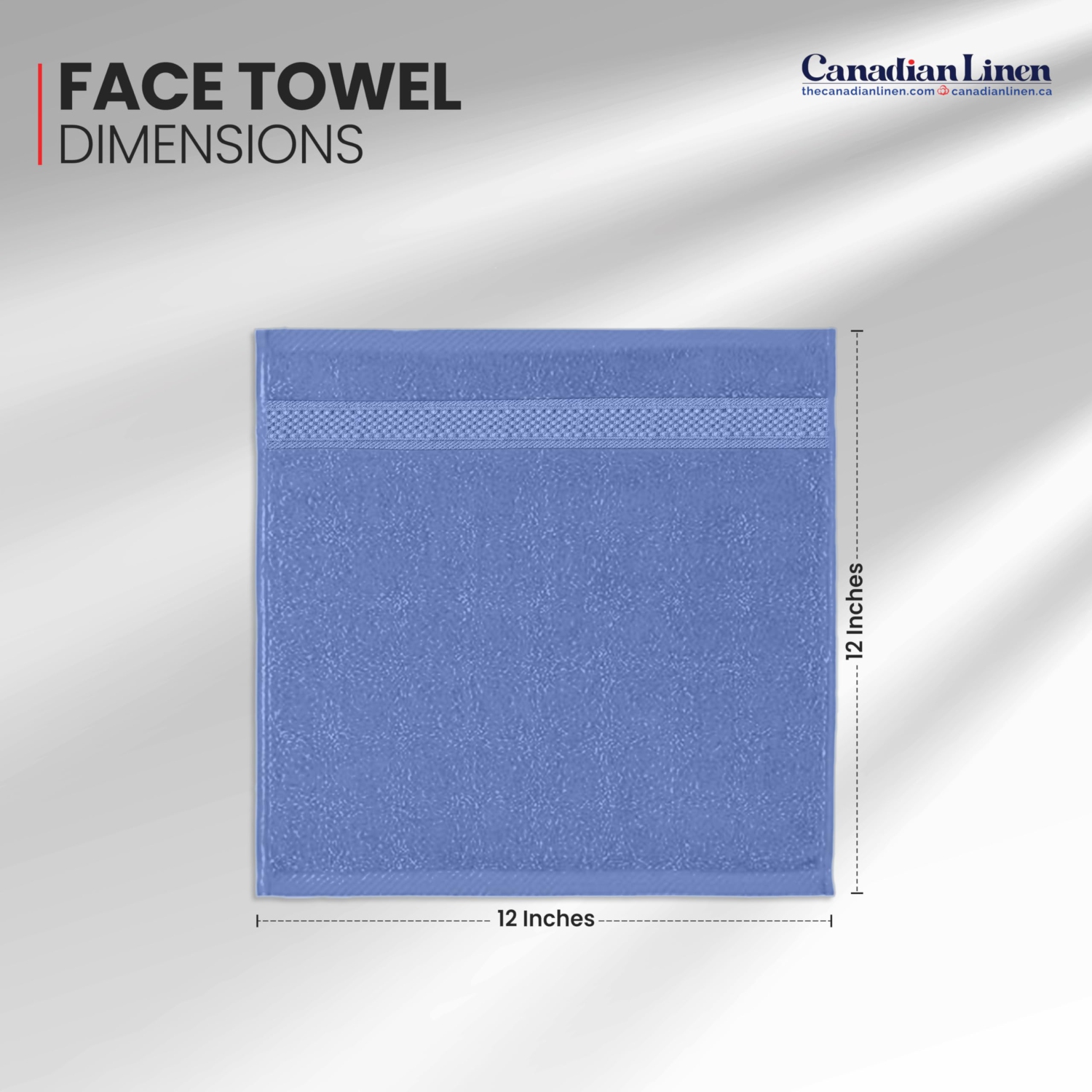 Canadian Linen Imperial Washcloths, 12 Pack, 12”x12”, Soft Absorbent Cotton Lightweight Quick Dry Dish Cloth for Pool, Gym, Motel, Kitchen, Light Blue