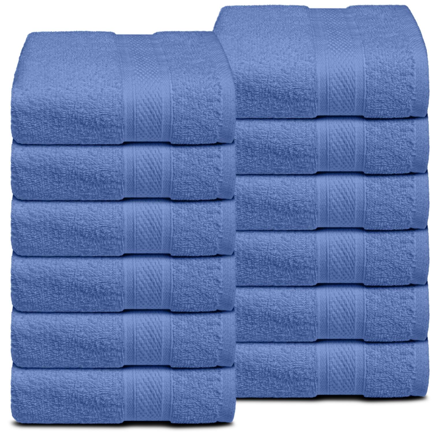 Canadian Linen Imperial Washcloths, 12 Pack, 12”x12”, Soft Absorbent Cotton Lightweight Quick Dry Dish Cloth for Pool, Gym, Motel, Kitchen, Light Blue