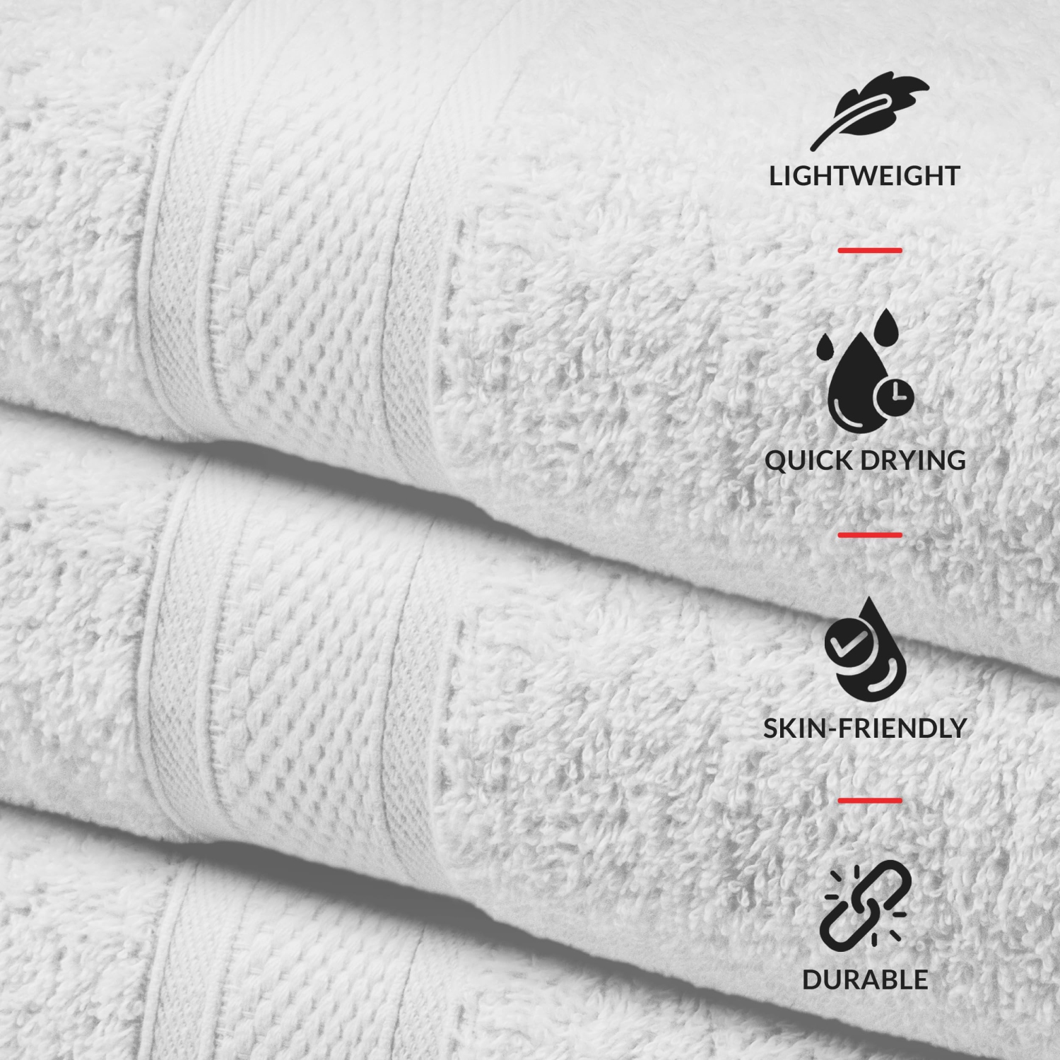 Canadian Linen Imperial Hand Towels, 6 Pack, 16”x27”, Soft Absorbent Cotton Lightweight Quick Dry Towel for Home, Massage Salon Spa, Gym, Sport, White