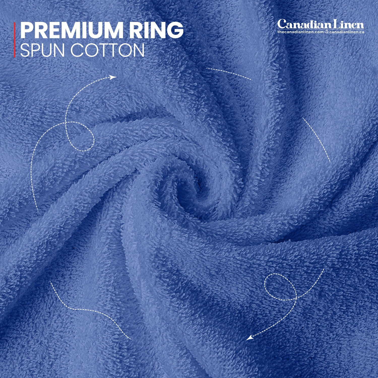 Canadian Linen Imperial Hand Towels, 6 Pack, 16”x27”, Lightweight Quick Dry Soft Absorbent Cotton Towels for Home, Salons, Spa, Gyms, Pool, Light Blue