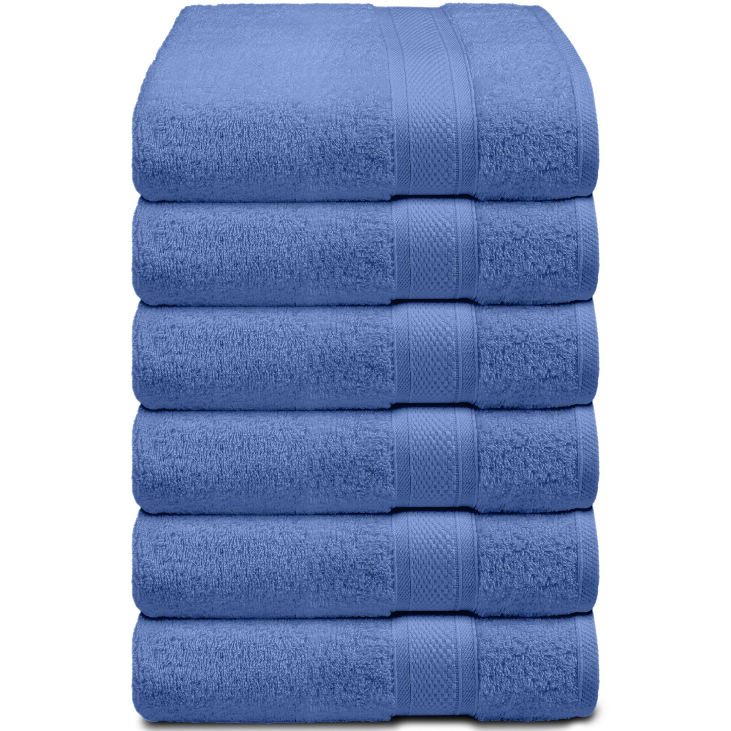 Canadian Linen Imperial Hand Towels, 6 Pack, 16”x27”, Lightweight Quick Dry Soft Absorbent Cotton Towels for Home, Salons, Spa, Gyms, Pool, Light Blue