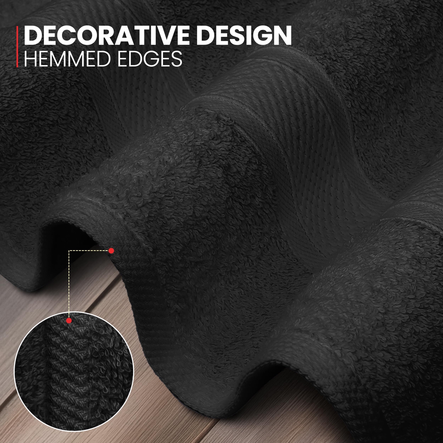 Canadian Linen Imperial Medium Bath Towels Set, 24”x48” 6 Pack, Lightweight Quick Dry Soft Absorbent Cotton Towel for Salon Yoga Spa Gym Makeup, Black