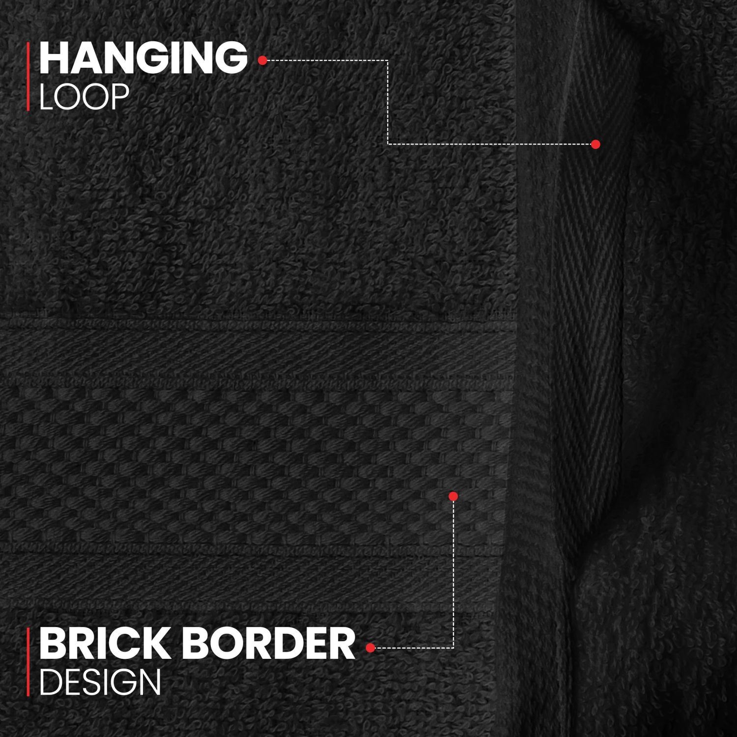 Canadian Linen Imperial Medium Bath Towels Set, 24”x48” 6 Pack, Lightweight Quick Dry Soft Absorbent Cotton Towel for Salon Yoga Spa Gym Makeup, Black