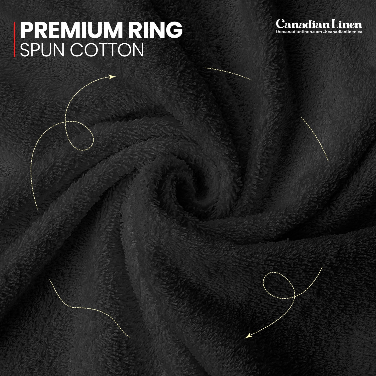 Canadian Linen Imperial Medium Bath Towels Set, 24”x48” 6 Pack, Lightweight Quick Dry Soft Absorbent Cotton Towel for Salon Yoga Spa Gym Makeup, Black