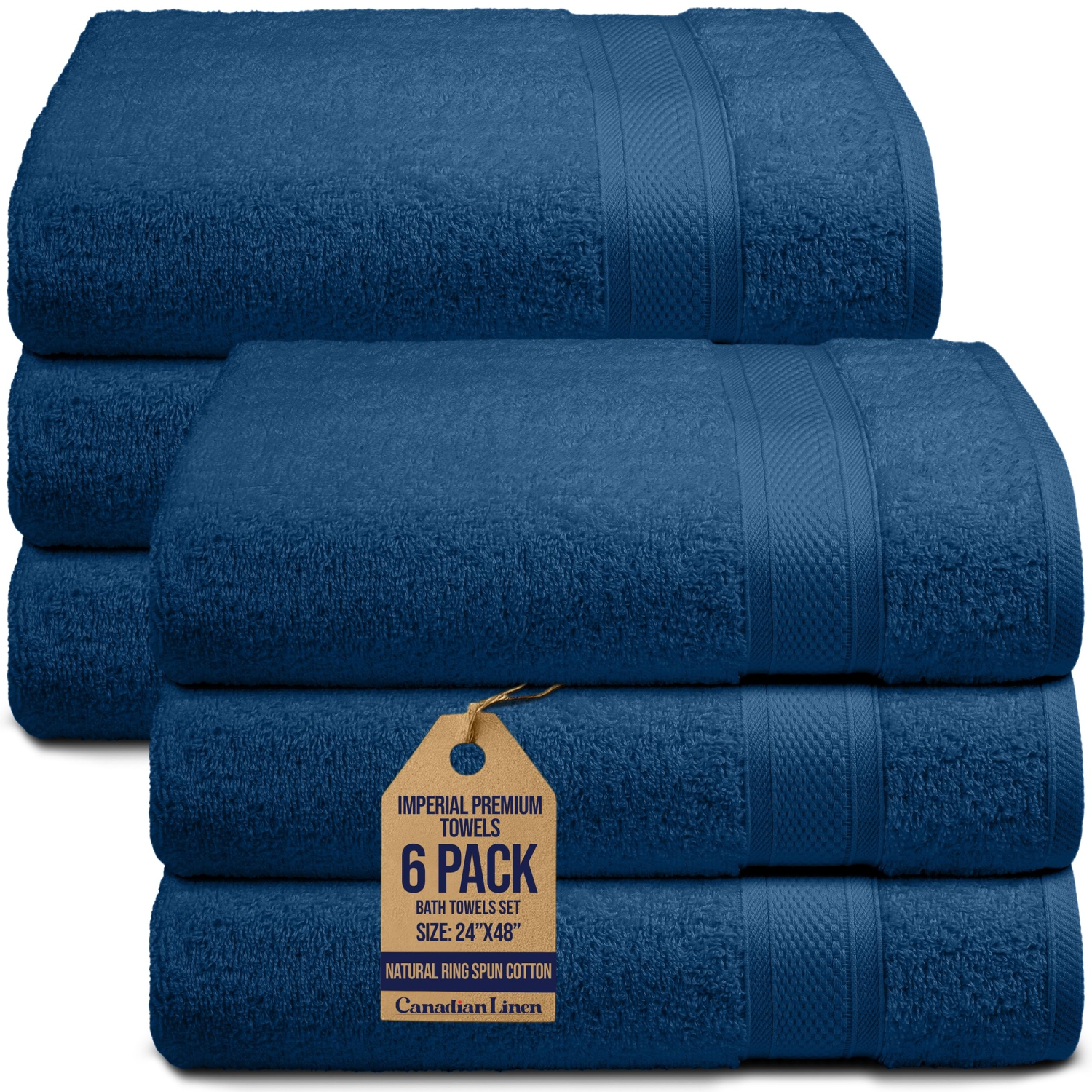 Canadian Linen Imperial – Ensemble de serviettes de bain moyennes, 24 x 48&nbsp;po, coton doux absorbant, séchage rapide, paq. 6 serviettes pour