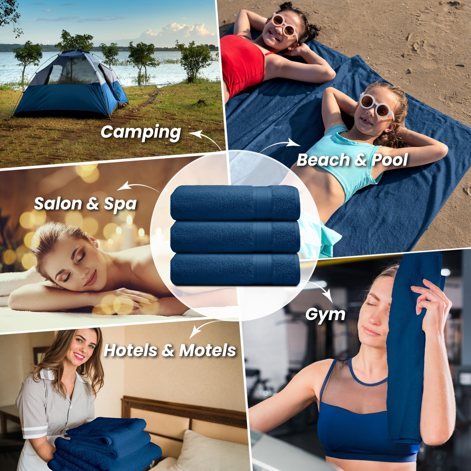 Canadian Linen Imperial – Ensemble de serviettes de bain moyennes, 24 x 48&nbsp;po, coton doux absorbant, séchage rapide, paq. 6 serviettes pour