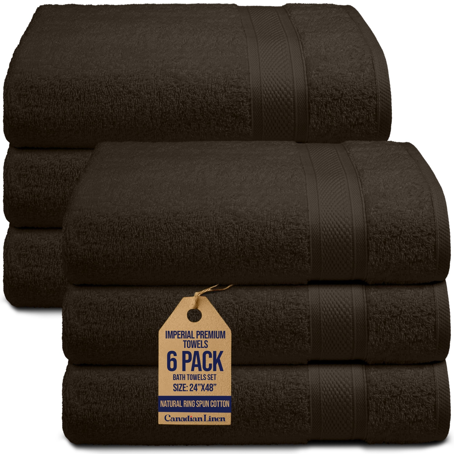 Canadian Linen Imperial – Ensemble de serviettes de bain moyennes, 24 x 48&nbsp;po, paq. 6, serviettes en coton doux et absorbantes, séchage rapide