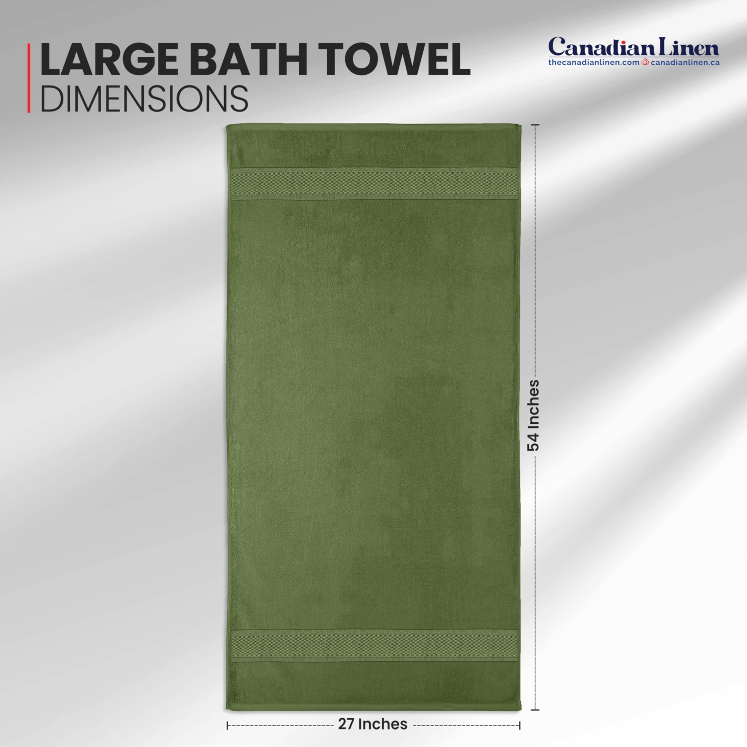 Canadian Linen Imperial Large Bath Towels Set, 27”x54”, 4 Pack, Soft Absorbent Cotton Lightweight Quick Dry Towel for Homes Spa Guestrooms, Olive