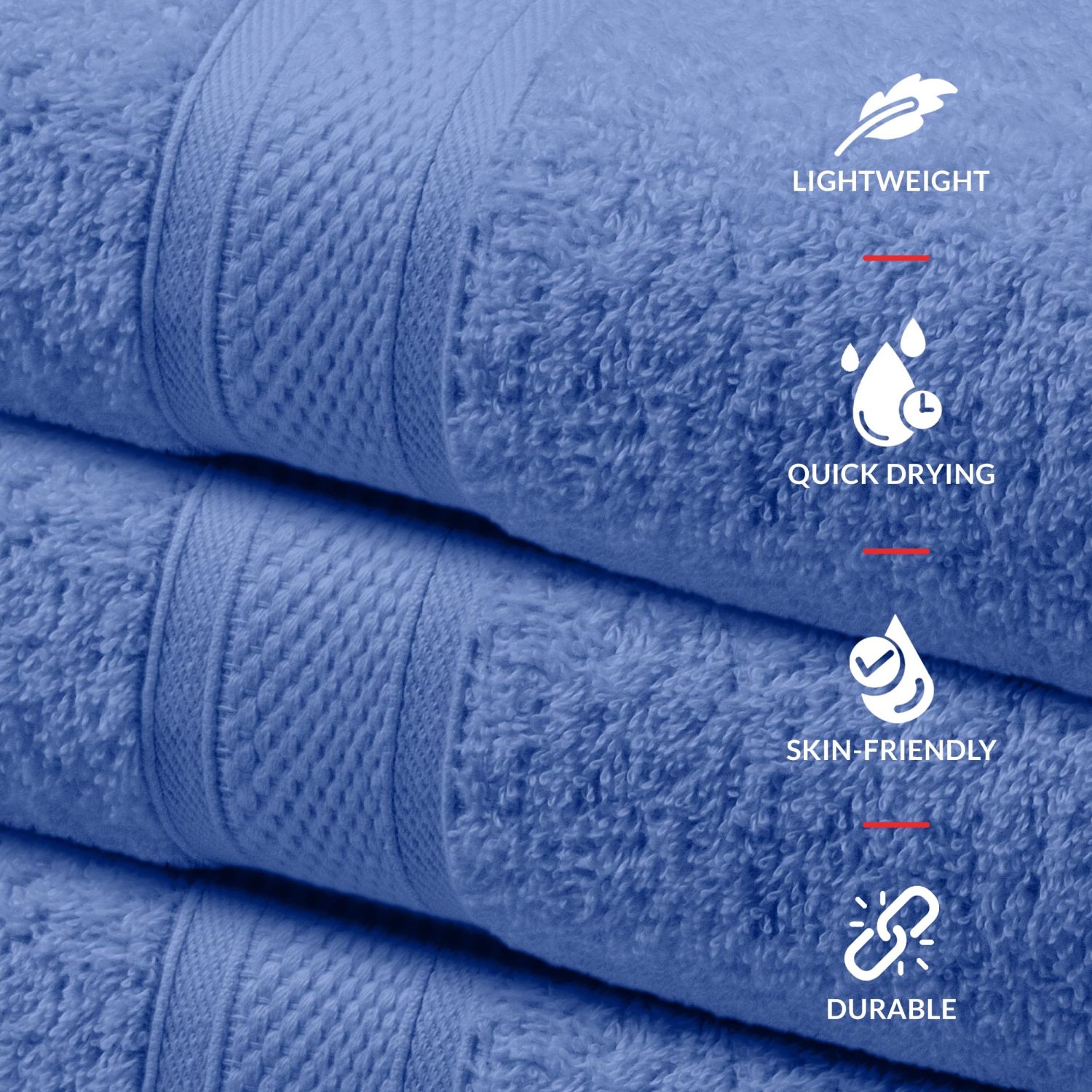 Canadian Linen Imperial Towels, Pack of 6 Lightweight Soft Absorbent Cotton Quick Dry Towel for Bathroom, Spa, Light Blue