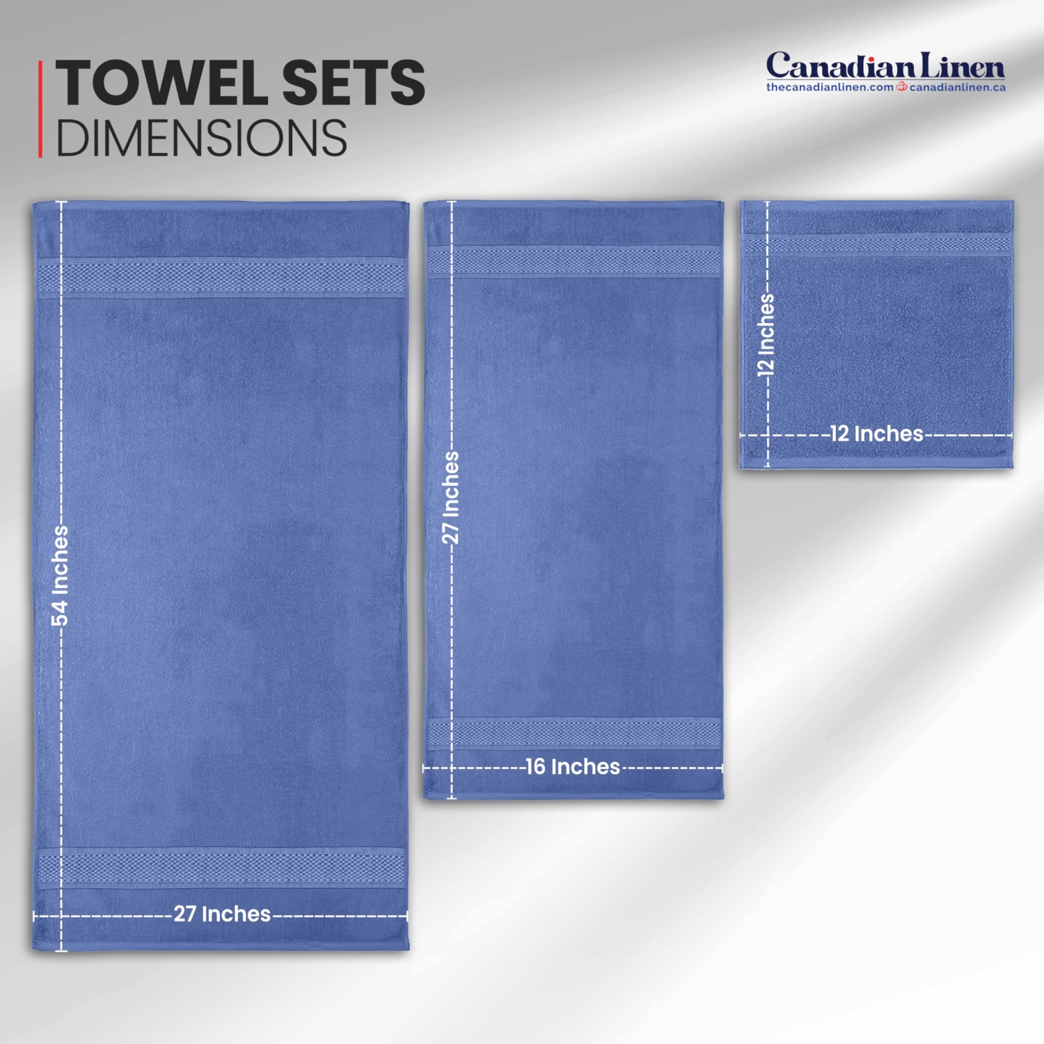 Canadian Linen Imperial Towels, Pack of 6 Lightweight Soft Absorbent Cotton Quick Dry Towel for Bathroom, Spa, Light Blue