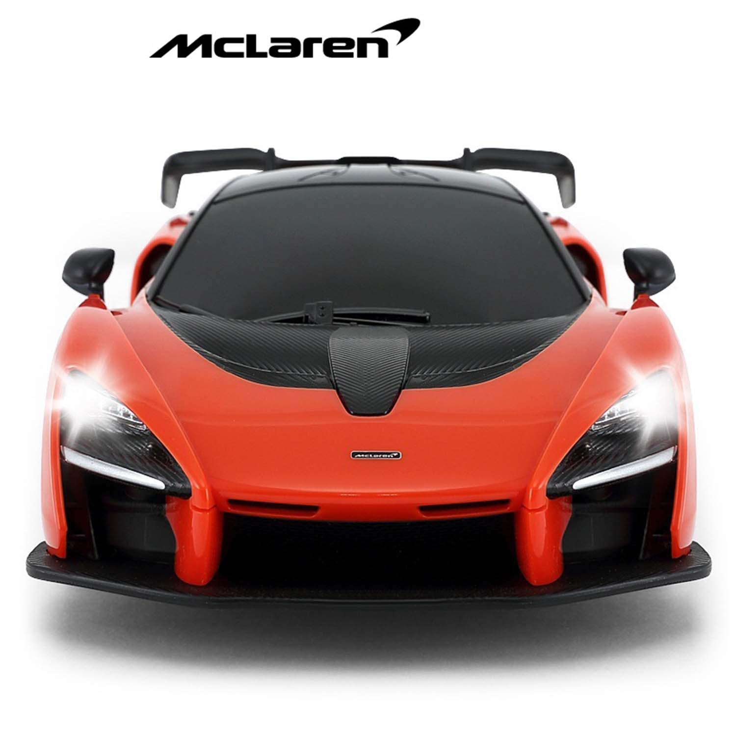 Voiture téléguidée à échelle 1:18 de Rastar - McLaren Senna Orange, voiture jouet téléguidée, collection de voitures pour enfants et adultes
