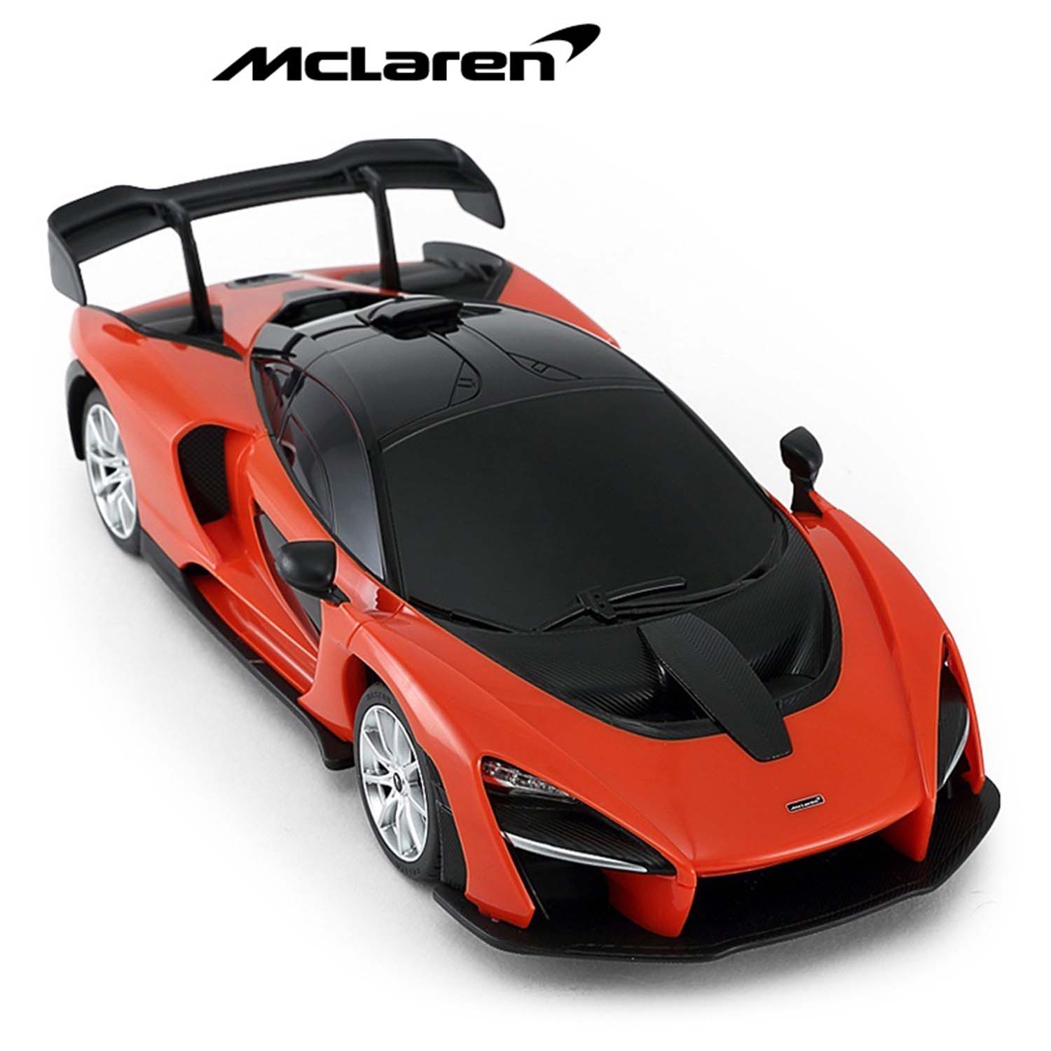 Voiture téléguidée à échelle 1:18 de Rastar - McLaren Senna Orange, voiture jouet téléguidée, collection de voitures pour enfants et adultes