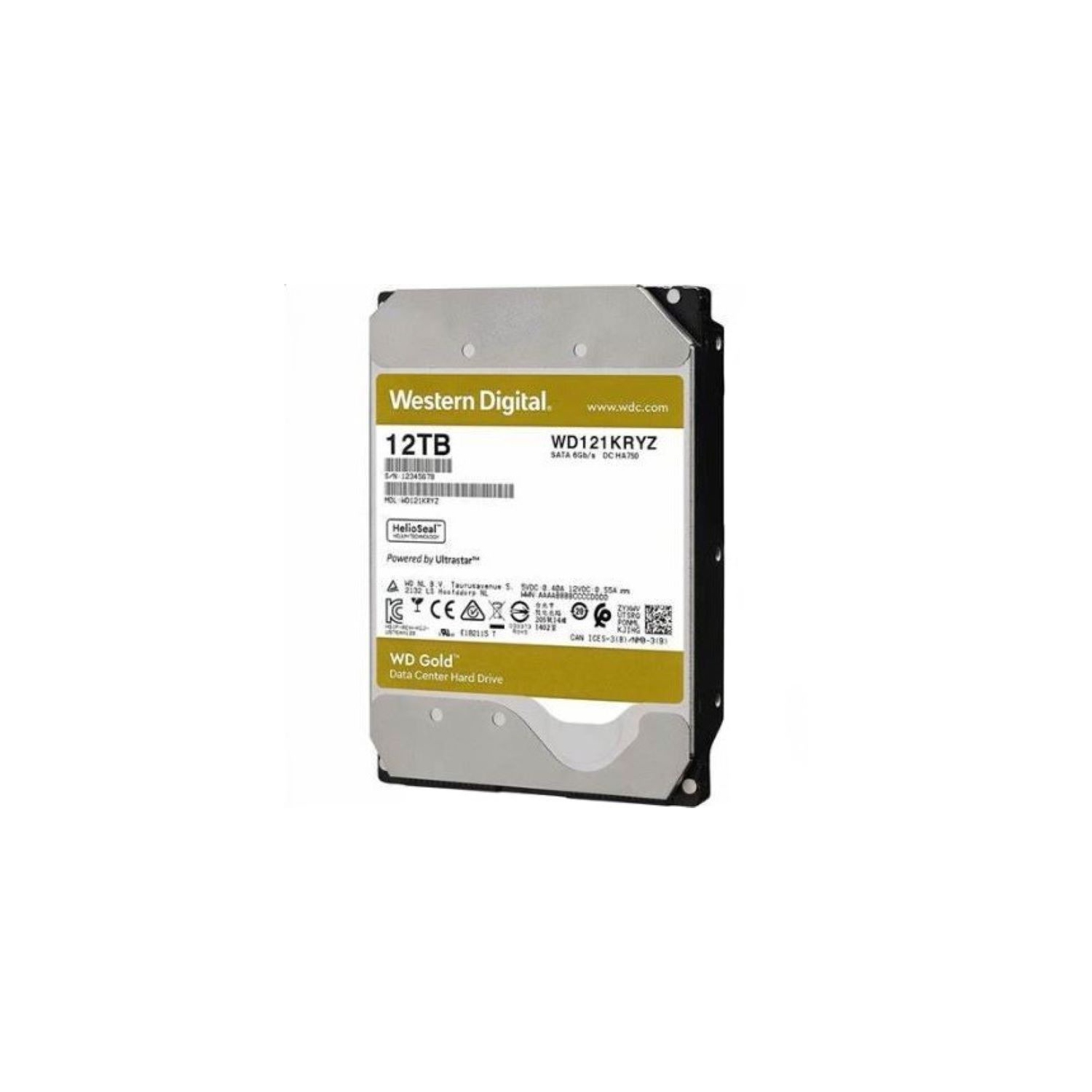 Refurbished Western Digital Gold Internal Hard Drive 3.5" SATA 6Gb/s 12TB WD121KRYZ-01W0RB0