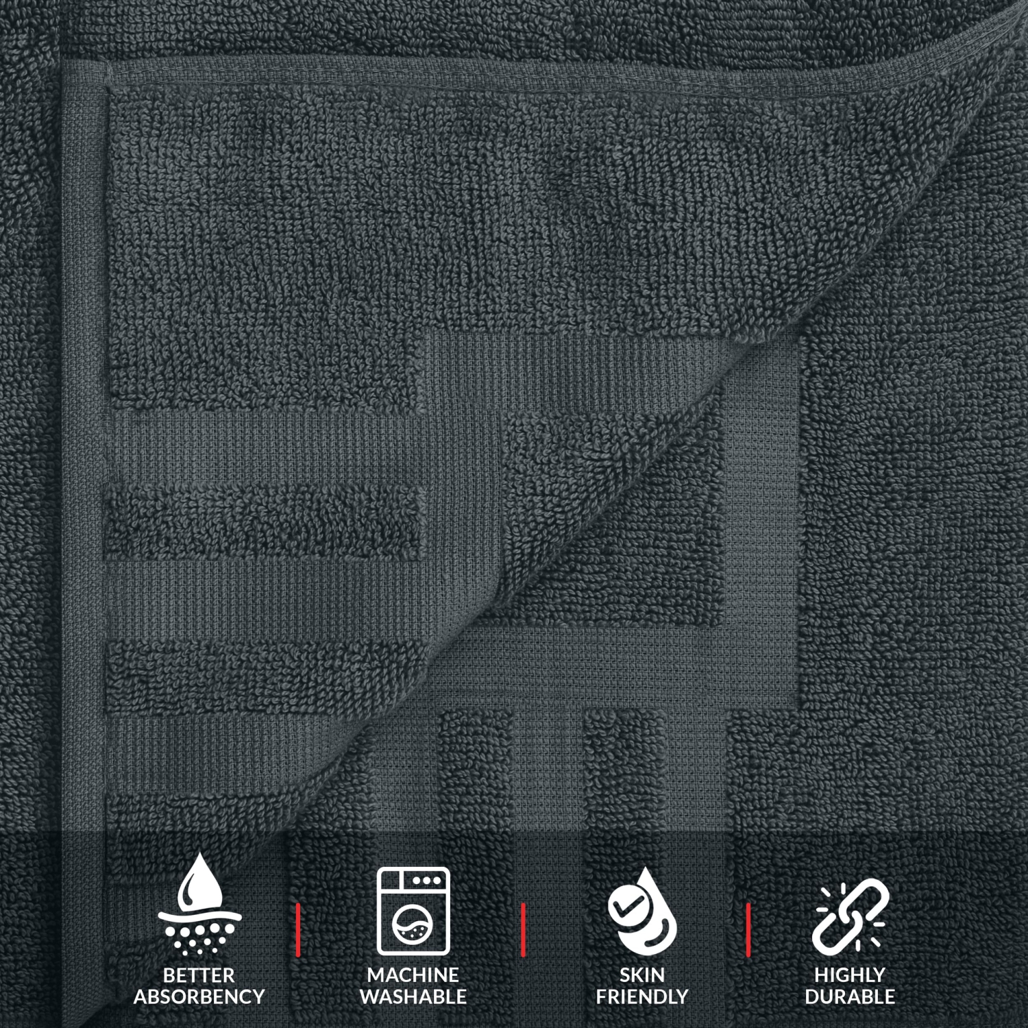 Tapis de bain Canadian Linen Imperial, paq. 2, 20 x 30 po, coton doux absorbant, séchage rapide, légers, lavables avec motifs de touches de