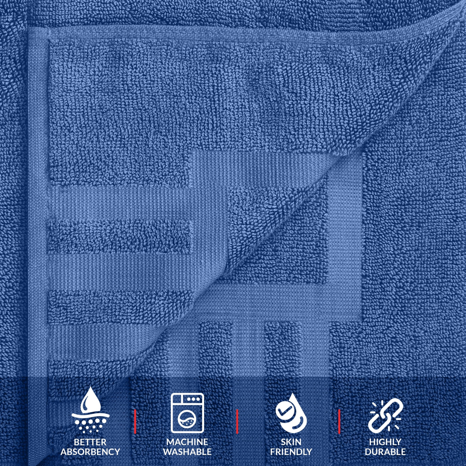 Tapis de bain Canadian Linen Imperial, paq. 2, 20 x 30&nbsp;po, lavables en coton doux et absorbant, séchage rapide, motif de touches de piano, bleu