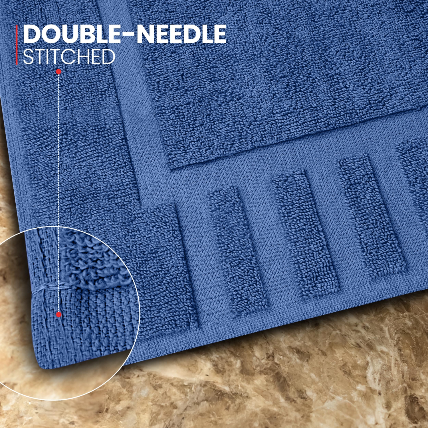 Tapis de bain Canadian Linen Imperial, paq. 2, 20 x 30&nbsp;po, lavables en coton doux et absorbant, séchage rapide, motif de touches de piano, bleu