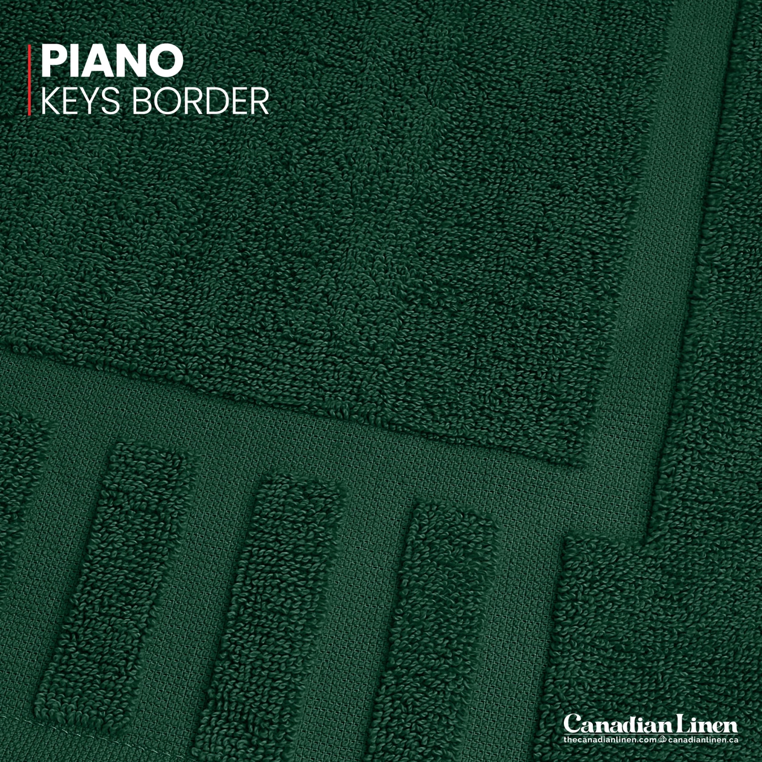 Tapis de bain Canadian Linen Imperial, paq. 2, 20 x 30&nbsp;po, coton doux absorbant, léger, séchage rapide, avec motifs de touches de piano, vert