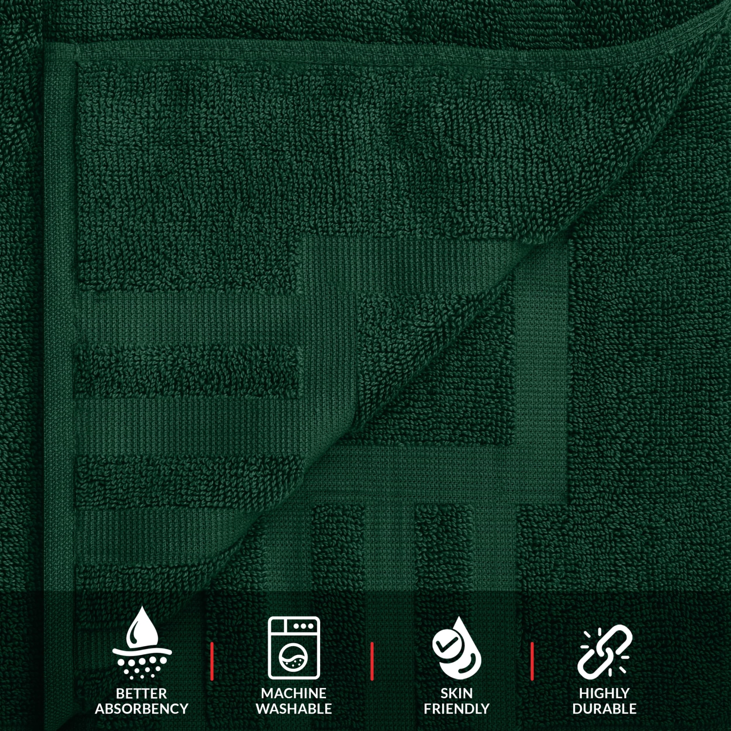 Tapis de bain Canadian Linen Imperial, paq. 2, 20 x 30&nbsp;po, coton doux absorbant, léger, séchage rapide, avec motifs de touches de piano, vert