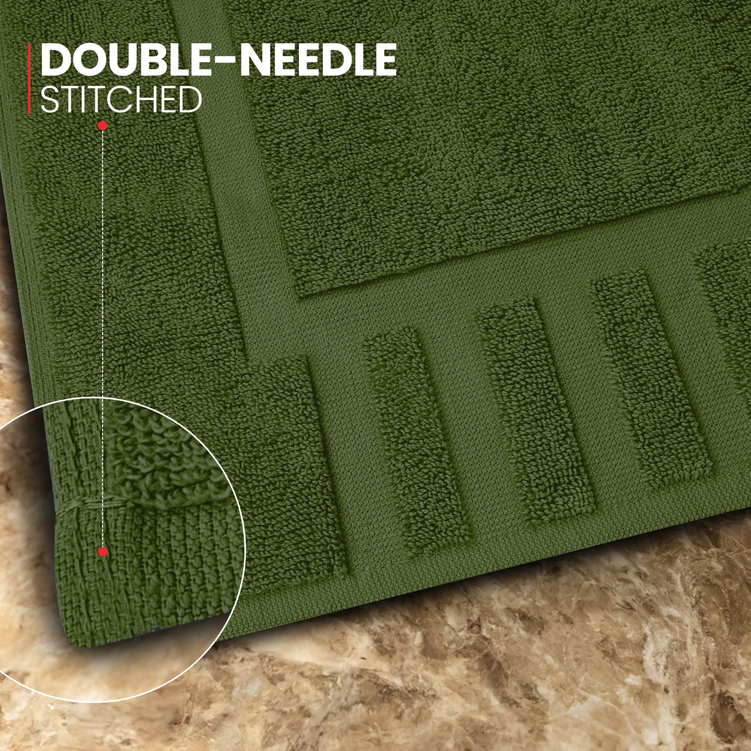 Tapis de bain Canadian Linen Imperial, paq. 2, 20 x 30 po, léger, séchage rapide, doux et absorbant, lavable avec touches de piano, vert mousse